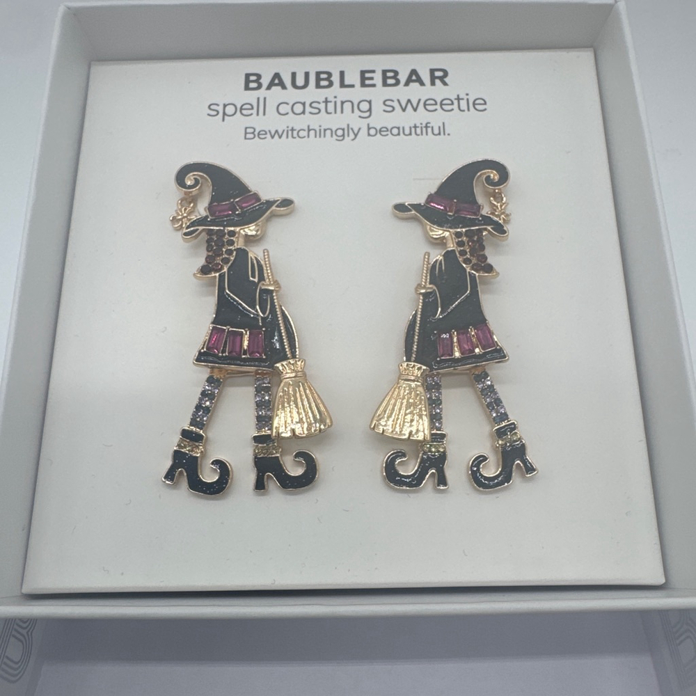 BaubleBar Spell Casting Sweetie Witch Dangle Earrings Black Purple